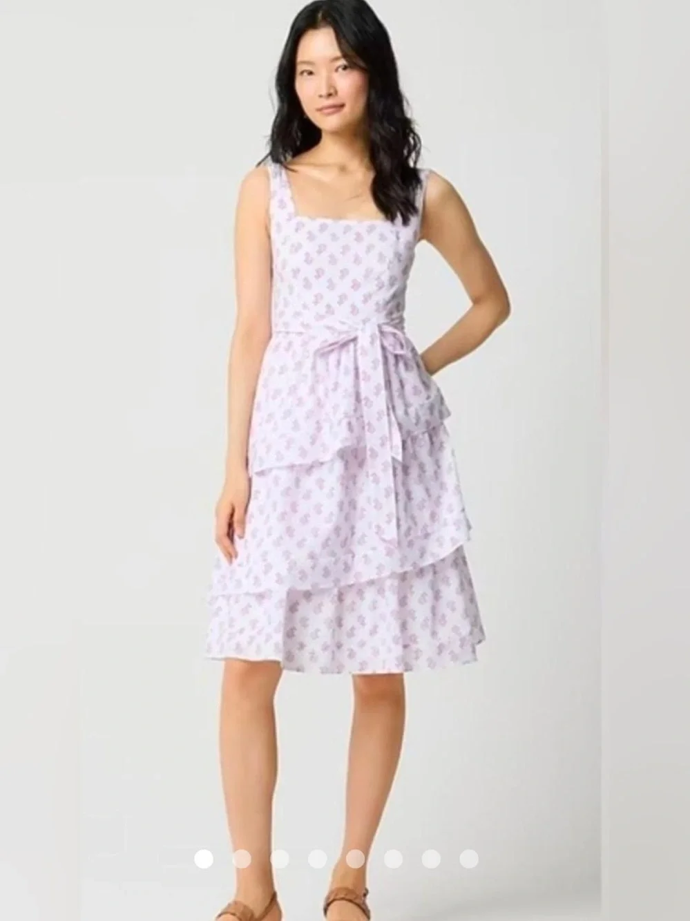 J. Crew Sleeveless Belted Tiered Floral Print Cotton size 6